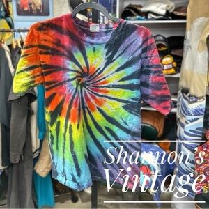 Sundog VNTG single stitch made in USA sz medium distressed tie dye tee A51